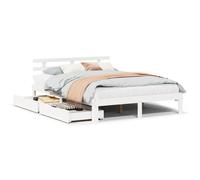 Bed Frame with Drawers White150x200 cm King Size Solid Wood Pine vidaXL