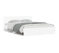 (white, 150 x 200 cm) vidaXL Bed Frame with Headboard Bedroom Bed Base Mattress Foundation Bedstead