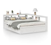(white, 150 x 200 cm) vidaXL Bookcase Bed without Mattress Wax Brown 200x200cm Solid Wood Pine bed