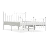 (white, 150 x 200 cm/with headboard & footboard) vidaXL Metal Bed Frame Bedroom Bed Base Bedstead Metal Matress Foundation
