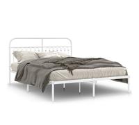 (white, 150 x 200 cm/ with headboard) vidaXL Metal Bed Frame with Headboard and Footboard Bed Base White 183x203 cm