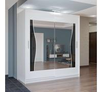 (White, 150cm) Sliding Wardrobes 4U LED Mirror Sliding Wardrobe