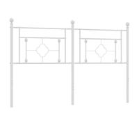 vidaXL Metal Headboard in White - Powder-Coated Steel Bed Header for 160 cm Mattress Width, Easy to Assemble Bedroom Furniture