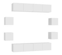vidaXL 8 Piece TV Cabinet Set White Engineered Wood, White