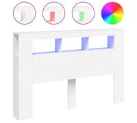 vidaXL Led Headboard White 160X18.5X103.5 Cm Engineered Wood, White