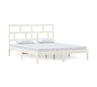 3101229 vidaXL Bed Frame without Mattress White Solid Wood 160x200 cm (810028+814205)
