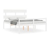 (white, 160 x 200 cm) vidaXL Bed Frame Bedroom Platform Bed Frame Bedstead with Headboard Solid Wood