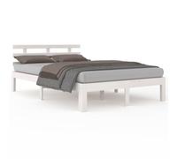 Bed frame Solid pine white 160x200 cm slatted platform minimalist design sturdy [EEK: A]