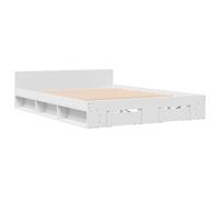 (white, 160 x 200 cm) vidaXL Bed Frame with Drawers Bed Base Smoked Oak 200x200 cm Engineered Wood