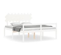 Senior Bed without Mattress White 160x200 cm Solid Wood
