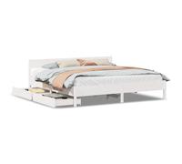 (white, 160 x 200 cm) vidaXL Bed Frame with Headboard Wax Solid Wood Pine