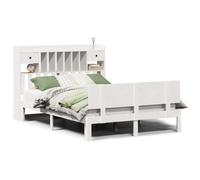 (white, 160 x 200 cm) vidaXL Bookcase Bed without Mattress Bed Base White 200x200cm Solid Wood Pine