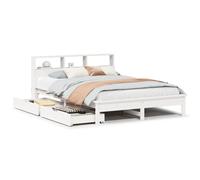 vidaXL Bookcase Bed without Mattress White 160x200 cm Solid Wood Pine
