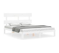 (white, 160 x 200 cm/with headboard) vidaXL Bed Frame Bedroom Platform Bed Mattress Foundation Bedstead Solid Wood