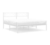 vidaXL Metal Bed Frame without Mattress with Headboard White 160x200cm, White
