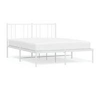 (white, 160 x 200 cm/with headboard) vidaXL Metal Bed Frame with Headboard Bed Base Mattress Foundation Bedstead