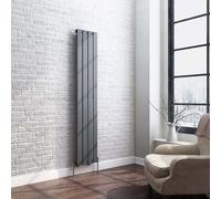 (White, 1600mm x 380mm) iBathUK Apex Vertical Single Panel Slim Flat Radiator, Designer Slim Radiator