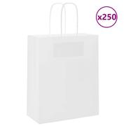 vidaXL 250pcs Kraft Paper Bags with Handles Brown 18x8x22cm, Paper Bag, Paper Gift Bag, Kraft Paper Gift Bag, Kraft Paper Bag