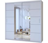 (White, 180) Dubna Center Mirror Double Door Sliding Wardrobe