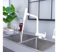 White 180° Foldable Kitchen Faucet Front Window Installation Adjustable Sink Tap Space Saving Design Modern Home Kitchen Mixer Easy to Install Stylish and Functional