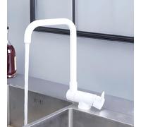 White 180° Folding Kitchen Faucet for Front Window Adjustable Sink Mixer Tap Space Saving Design Modern Kitchen Accessory Easy Installation Stylish Home Upgrade