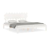 (white, 180 x 200 cm) vidaXL Bed Frame Bed Base Wooden Platform Bed with Headboard Double Solid Wood