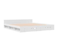 (white, 180 x 200 cm) vidaXL Bed Frame with Drawers Bed Base Smoked Oak 200x200 cm Engineered Wood