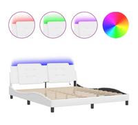 (white, 180 x 200 cm) vidaXL Bed Frame with LED Lights Black 180x200 cm Super King Faux Leather