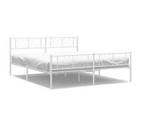 (white, 180 x 200 cm/with headboard & footboard) vidaXL Metal Bed Frame Bedroom Platform Bed Base Bedstead Mattress Foundation