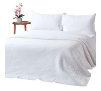 HOMESCAPES White Cotton Rich Metelassé Textured Bedspread with Diamond Pattern, Single