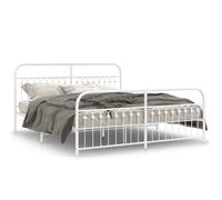 (white, 183 x 203 cm/ with headboard & footboard) vidaXL Metal Bed Frame with Headboard and Footboard Bed Base White 183x203 cm