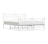 (white, 183 x 213 cm/with headboard & footboard) vidaXL Metal Bed Frame Bedroom Bed Base Bedstead Metal Matress Foundation