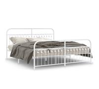 (white, 183 x 213 cm/ with headboard & footboard) vidaXL Metal Bed Frame with Headboard and Footboard Bed Base White 183x203 cm