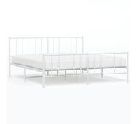 (white, 183 x 213 cm/with headboard & footboard) vidaXL Metal Bed Frame with Headboard Bed Base Mattress Foundation Bedstead