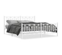 (white, 183 x 213 cm/ with headboard & footboard) vidaXL Metal Bed Frame with Headboard Home Bed Base Bedstead