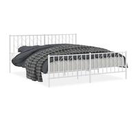 (white, 183 x 213 cm/ with headboard & footboard) vidaXL Metal Bed Frame with Headboard Mattress Foundation Black 80x200 cm