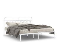 (white, 183 x 213 cm/ with headboard) vidaXL Metal Bed Frame with Headboard and Footboard Bed Base White 183x203 cm