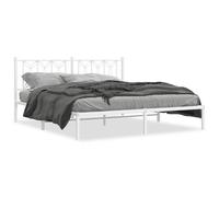 (white, 183 x 213 cm/ with headboard) vidaXL Metal Bed Frame with Headboard Home Bed Base Bedstead