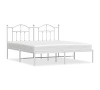 (white, 183 x 213/with headboard) vidaXL Metal Bed Frame Bedroom Platform Bed Base Bedstead Mattress Foundation