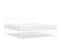 (white, 183x213 cm/with headboard & footboard) vidaXL Metal Bed Frame Home Bedroom Bed Base Mattress Foundation Bedstead