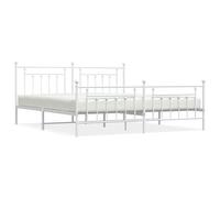 (white, 193 x 203 cm/with headboard & footboard) vidaXL Metal Bed Frame Bedroom Bed Base Bedstead Metal Matress Foundation