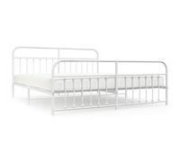 (white, 193 x 203 cm/with headboard & footboard) vidaXL Metal Bed Frame Bedroom Bed Base Bedstead Metal Matress Foundation