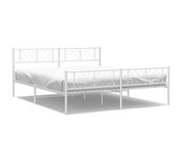 (white, 193 x 203 cm/with headboard & footboard) vidaXL Metal Bed Frame Bedroom Platform Bed Base Bedstead Mattress Foundation
