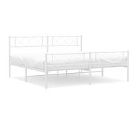(white, 193 x 203 cm/with headboard & footboard) vidaXL Metal Bed Frame Bedroom Platform Bed Base Bedstead Mattress Foundation