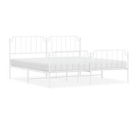 (white, 193 x 203 cm/with headboard & footboard) vidaXL Metal Bed Frame Home Bedroom Bed Base Mattress Foundation Bedstead