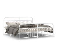 (white, 193 x 203 cm/ with headboard & footboard) vidaXL Metal Bed Frame with Headboard and Footboard Bed Base White 183x203 cm