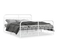 (white, 193 x 203 cm/ with headboard & footboard) vidaXL Metal Bed Frame with Headboard and Footboard Bed Base Black 120x200 cm
