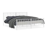 (white, 193 x 203 cm/ with headboard & footboard) vidaXL Metal Bed Frame with Headboard Mattress Foundation Black 80x200 cm