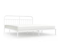 (white, 193 x 203 cm/with headboard) vidaXL Metal Bed Frame Bedroom Bed Base Bedstead Metal Matress Foundation