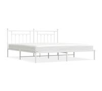 (white, 193 x 203 cm/with headboard) vidaXL Metal Bed Frame Bedroom Bed Base Bedstead Metal Matress Foundation